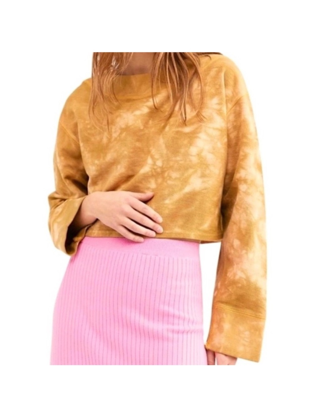 Free People Tie Dye Cropped Crewneck Sweatshirt Women's Size Small